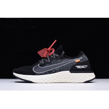 Off-White x Nike Epic React Flyknit Black White Size AQ0067-010 Shoes